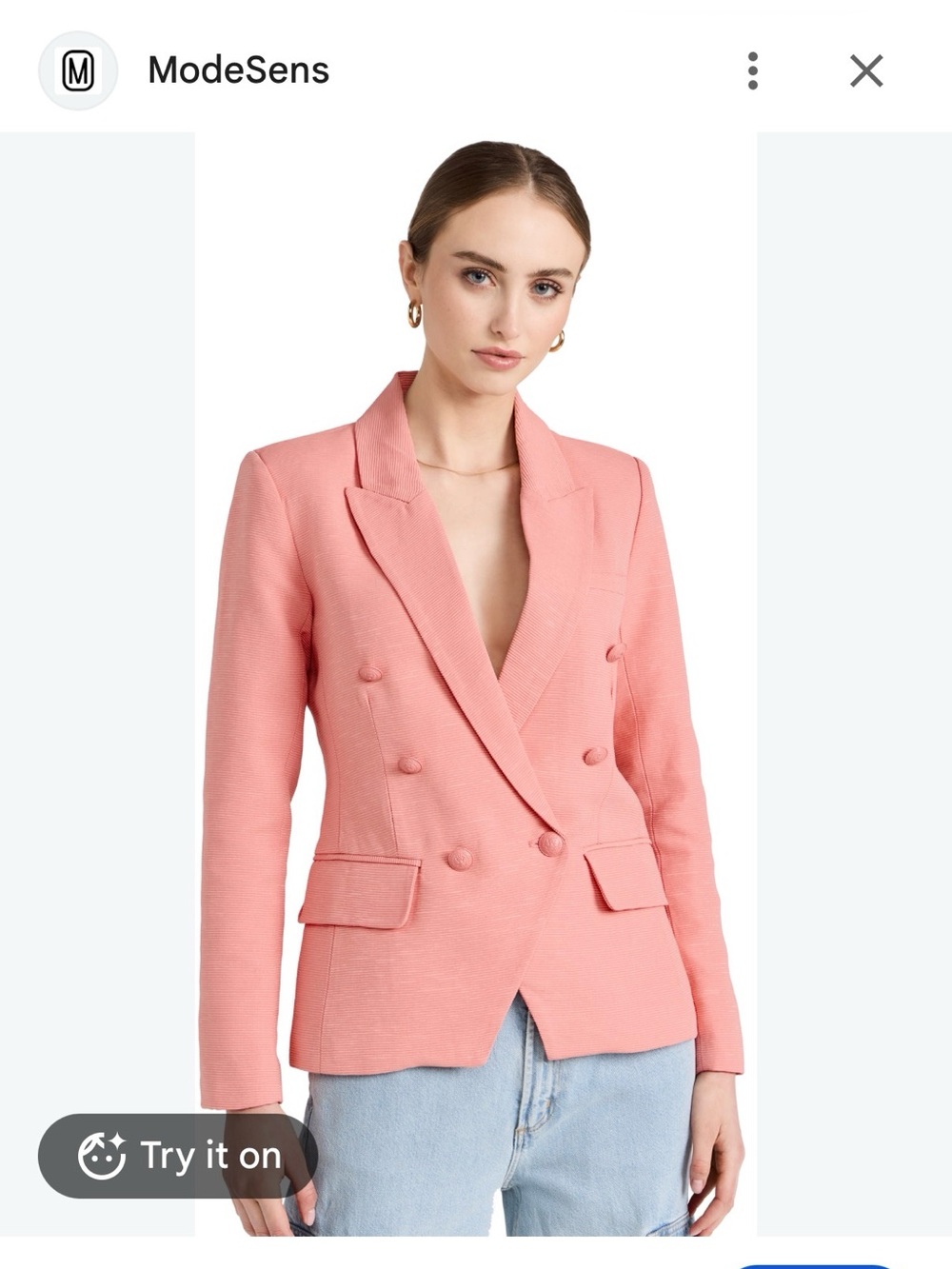 L'AGENCE Double-Breasted Coral Pink Blazer